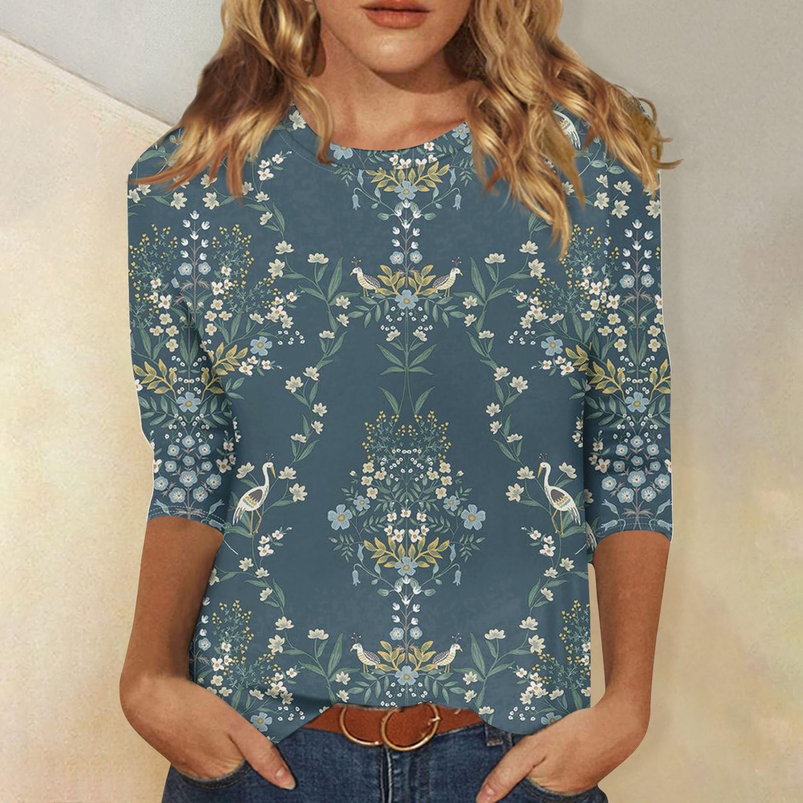 

Рубашки с рукавом 3/4 для женщин, милые футболки с графическим принтом, блузки, повседневные базовые топы больших размеров, пуловеры XXXXL