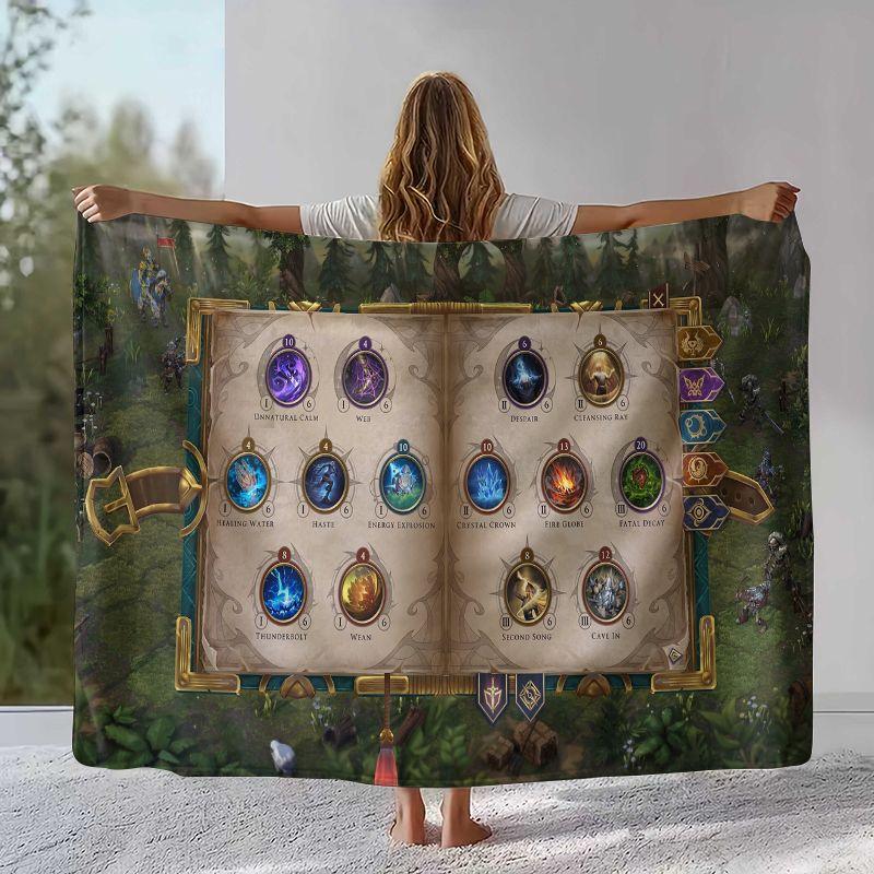Classic Game Heroes of Might and Magic Map Flannel Blanket,Soft Plush Throw for Home Bedroom Bed Sofa Cover Camping Picnic gift