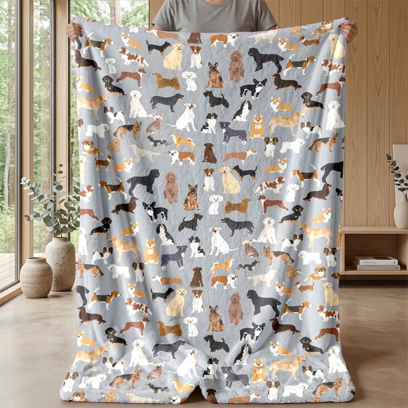 Many Different Dogs Theme blanket Lightweight Warm Flannel Blanket Decorative Throw Blanket for Home Decoration