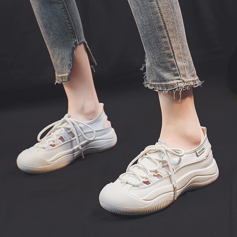 Baotou sports sandals women's summer new casual hollow little white shoes platform beach sandals women