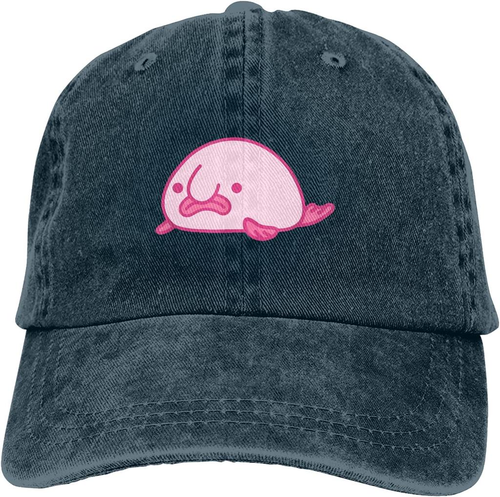 Cute Blobfish Graphic Baseball Cap Unisex Adjustable Casual Sun Protection Denim Style Hat