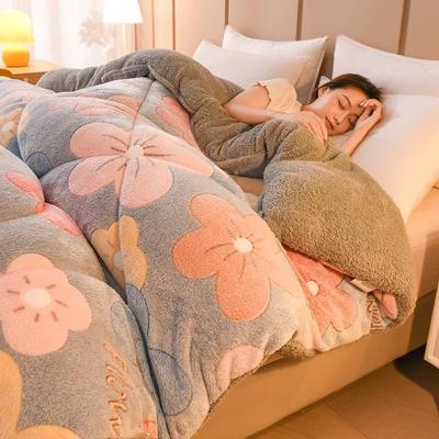 Superior Warm Fabric Double-sided Velvet Blanket Thick Warm Delicate and Soft Quilt Plush Single Students Dormitory Comforter