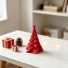 Compact Seasonal Shelf Ornament 3D Printed Pleated Christmas Tree Ornament, Small Wavy Desktop Mini Decoration with Star Topper for Holiday