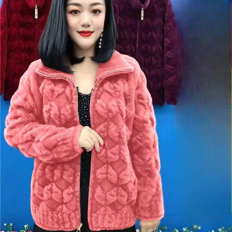 

Мамина осенне-зимняя куртка из норкового флиса, кардиган для женщин среднего возраста, западный стиль, короткая, свободная, большого размера XS