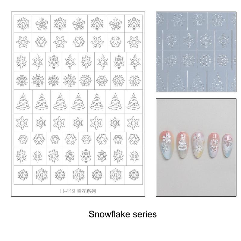 Flocon de neige creux transparent Feux d'artifice Cheval Autocollants pour ongles Pochoir aérographe Année du Cheval Série Nouvel An Décoration Autocollant pour ongles