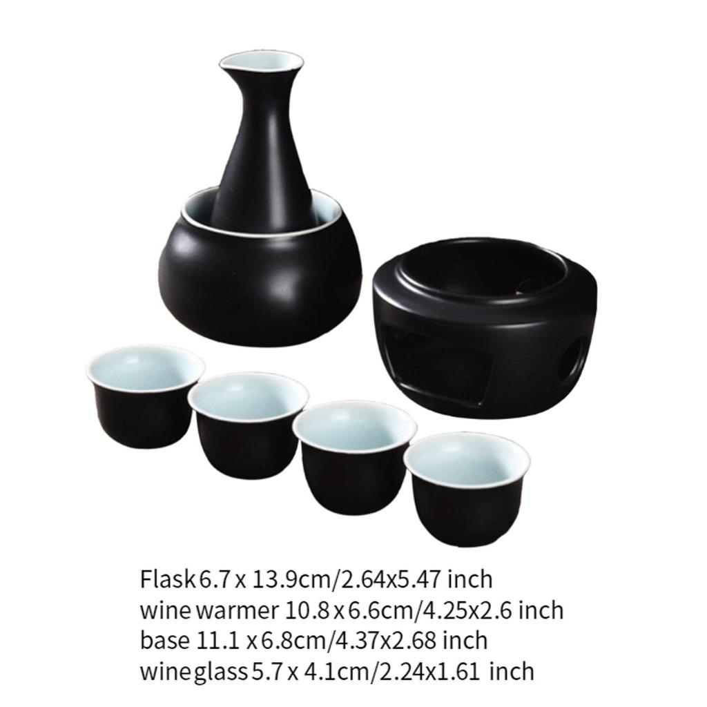 -Sake-Set, Tassen mit Wärmer, Traditionelle Wärmeschale, 4 Tassen Sake-Getränk, Porzellan Keramik Geschenk für Restaurants, Zuhause