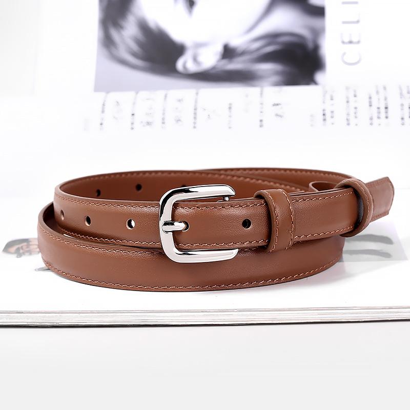 First Layer Cowhide Women'S Belt Summer Leather Decoration With Skirt Narrow Belt
