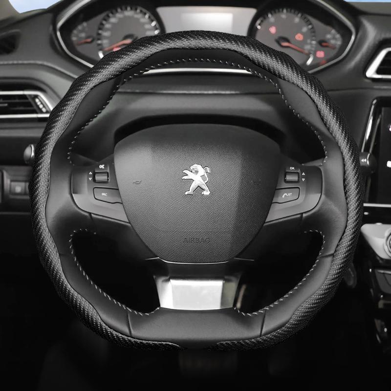 Vcxja9 Adatto per Peugeot Coprivolante in Fibra di Carbonio Texture A Scatto Design Sportivo Ondulato Guscio Protettivo 208 308 3008 Partner Exper