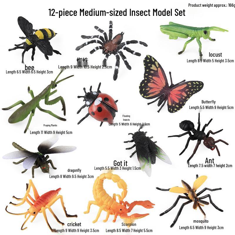 Children's Insect Observation Box: Soft Plastic Butterfly, Mantis, Bee Simulation Set