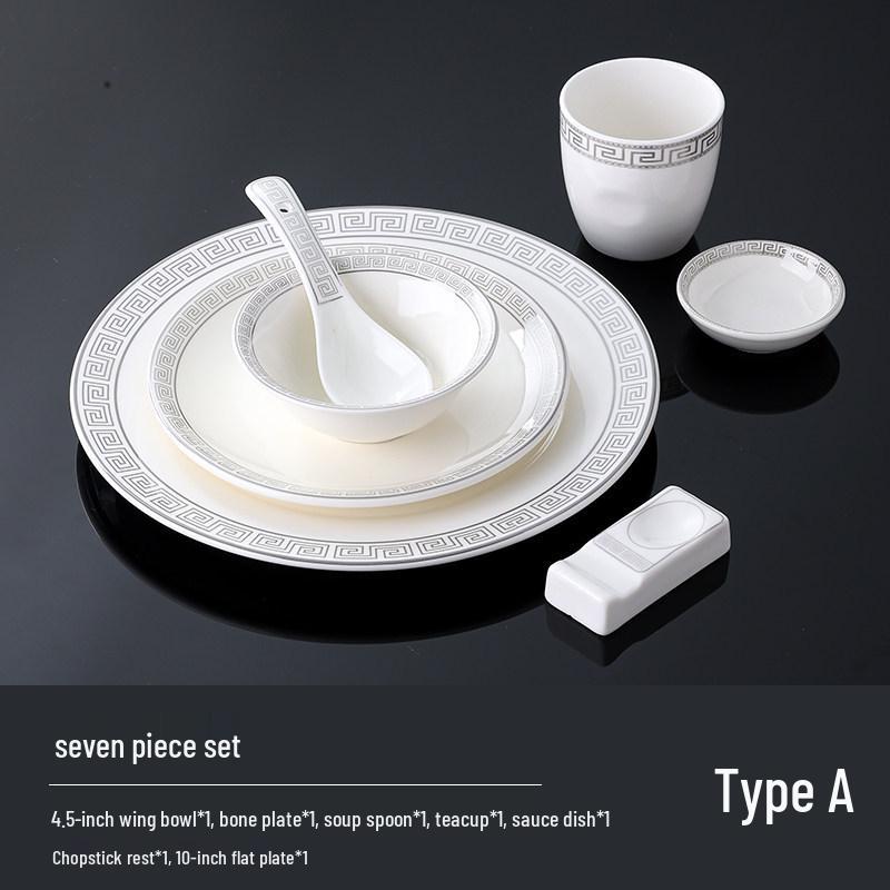 Luxury Ceramic Tableware Set - 4-Piece High-End Bowls, Plates & Dishes for Hotels & Restaurants