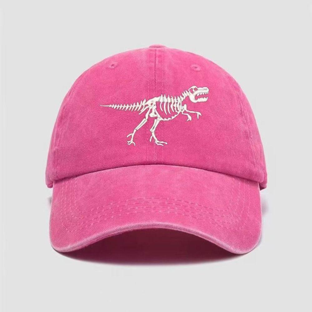 Curved Brim Dinosaur Skeleton Printed Hat Adjustable Dad Hat Baseball Cap  for Men Women