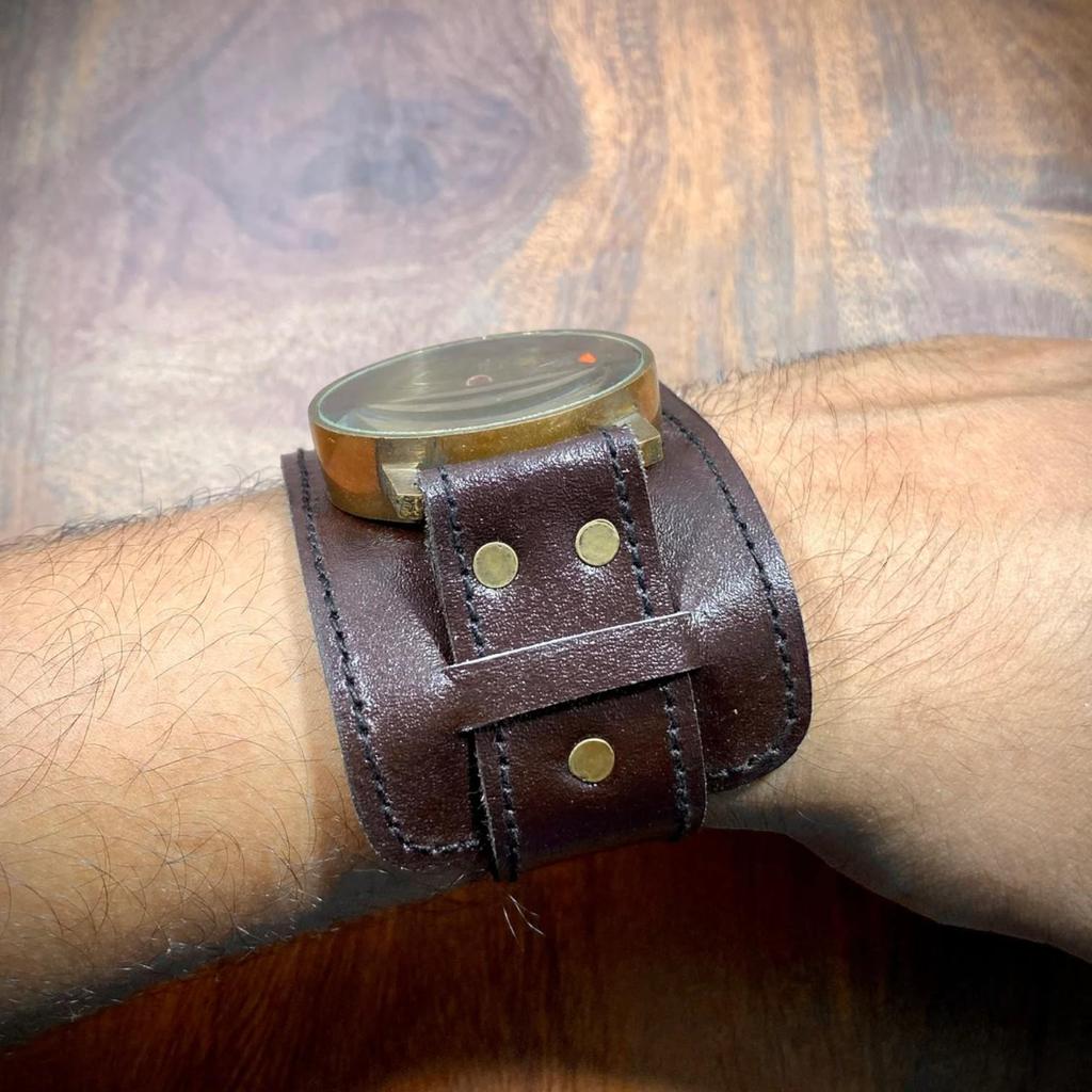 Leather Strap Steampunk Wrist Brass And Leather Compass Watch, Perfect For Adventures , Memorial Gift, Adventures Gift, Hiking Camping gift