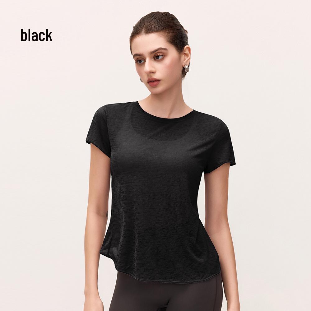 Women's Bamboo Yarn Yoga T-Shirt with Water Drop Back Design - Summer Pilates Fitness Wear