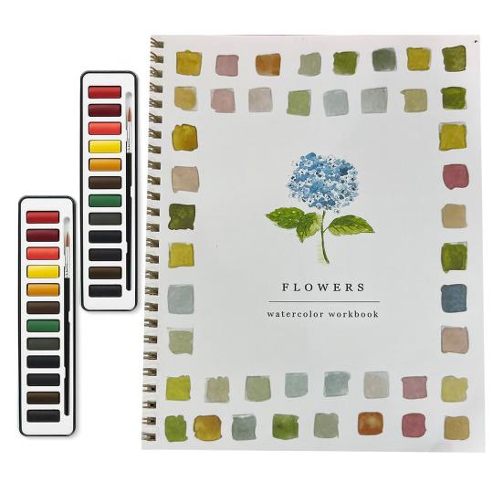 

Рабочая тетрадь по акварели, набор из 12 акварельных красок, для начинающих, для птиц, цветов, акварельная книга для детей, взрослых, подростков C