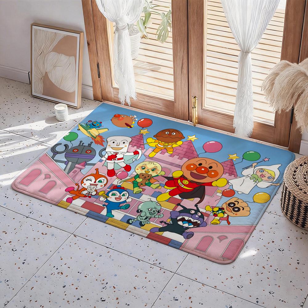 Cartoon A Anpanman Floor Mat Eco Flannel Doormat Non Slip Odorless Indoor Floor Rug Soft Short Plush Home Mat