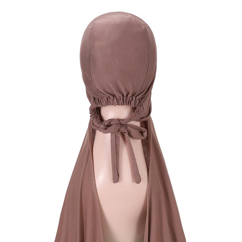 Muslim Modal Adjustable Scarf Rope Cap Jersey Lnstant Hijab Soft Turban Plain Shawl Solid Headband Wraps Foulard Femme