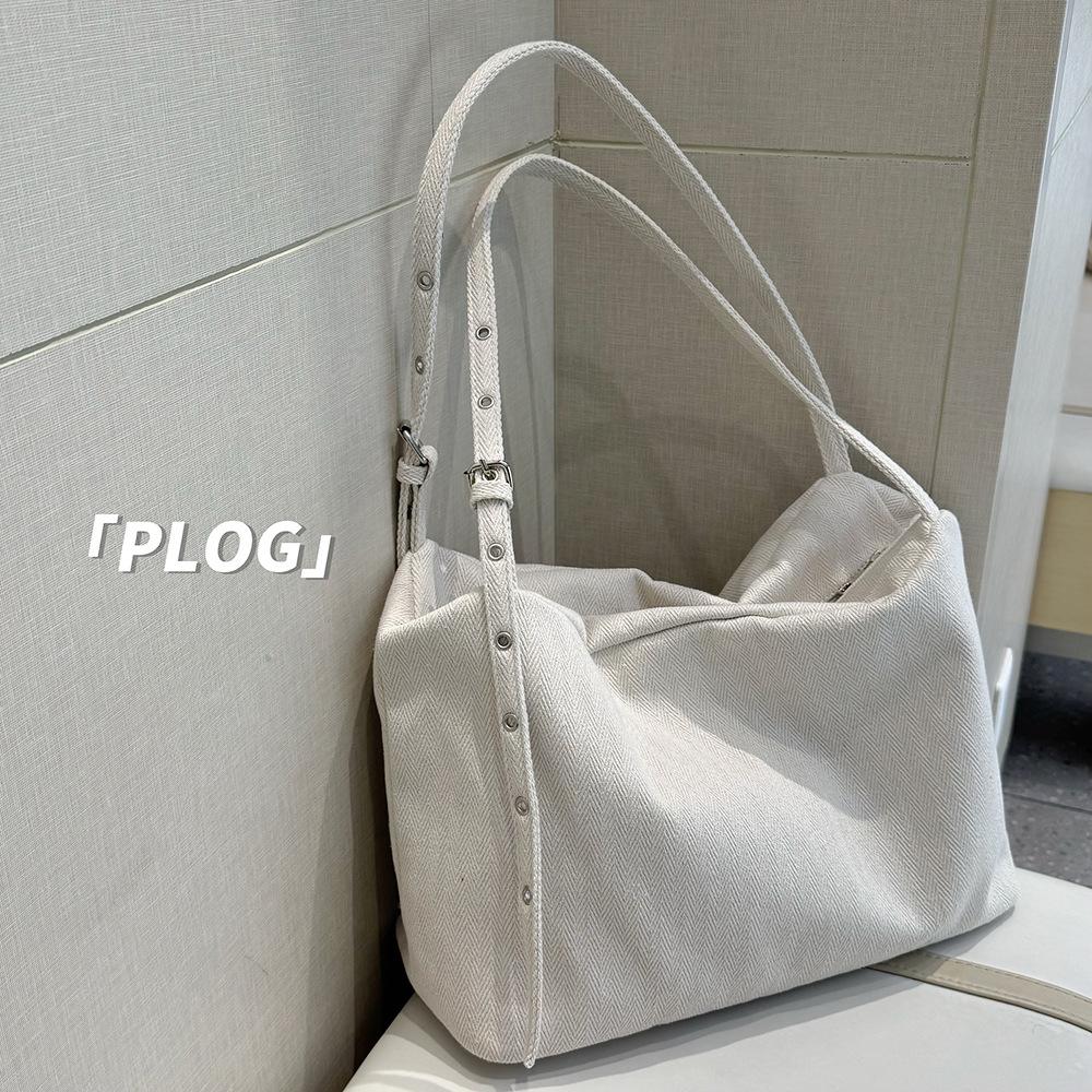 Ladies' Lazy Style Denim Tote Bag Canvas Simple Large Capacity Versatile Diagonal Cross Casual Commuting Buckle Shoulder Bag