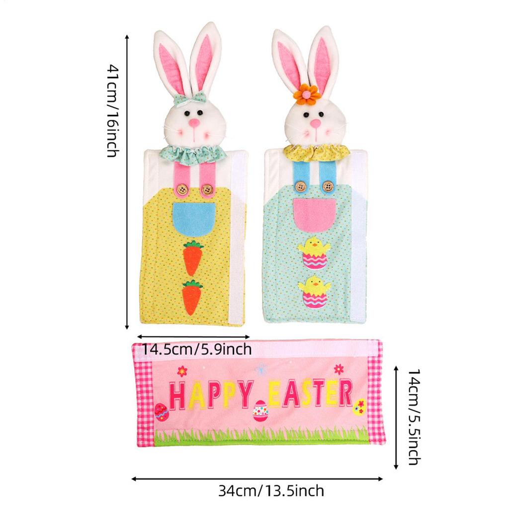 Fridge Handle Covers 3-Pieces Easter Bunny Design Appliance Pull Protector Colorful Refrigerator Door Handle Covers