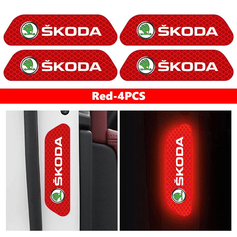 HGWE4 Car Wheel Eyebrow Stickers Reflective Protective Stickers Night Anti-collision Strip For Skoda S Kodiaq Octavia 2 3 Yeti Karoq
