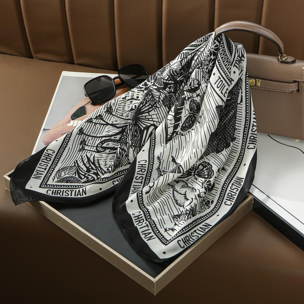 New Print 70cm Silk Satin Headkerchief Women Luxury Design Neck Tie Scarf Female Hair Hand Wrist Foulard Shawl Hijab Bandana