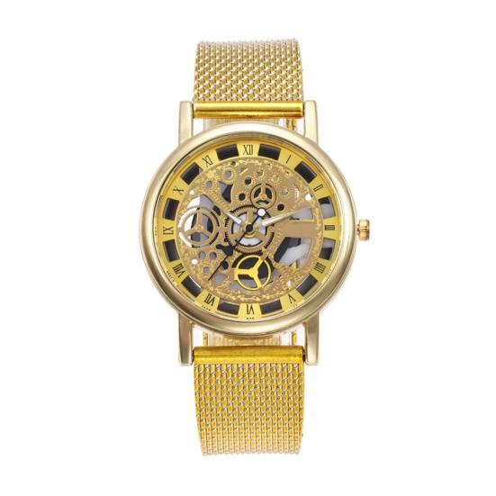 Men Hollow Round Dial Watch Vintage Casual Formal Dress Watch Quartz Movement Wristwatch Fashion