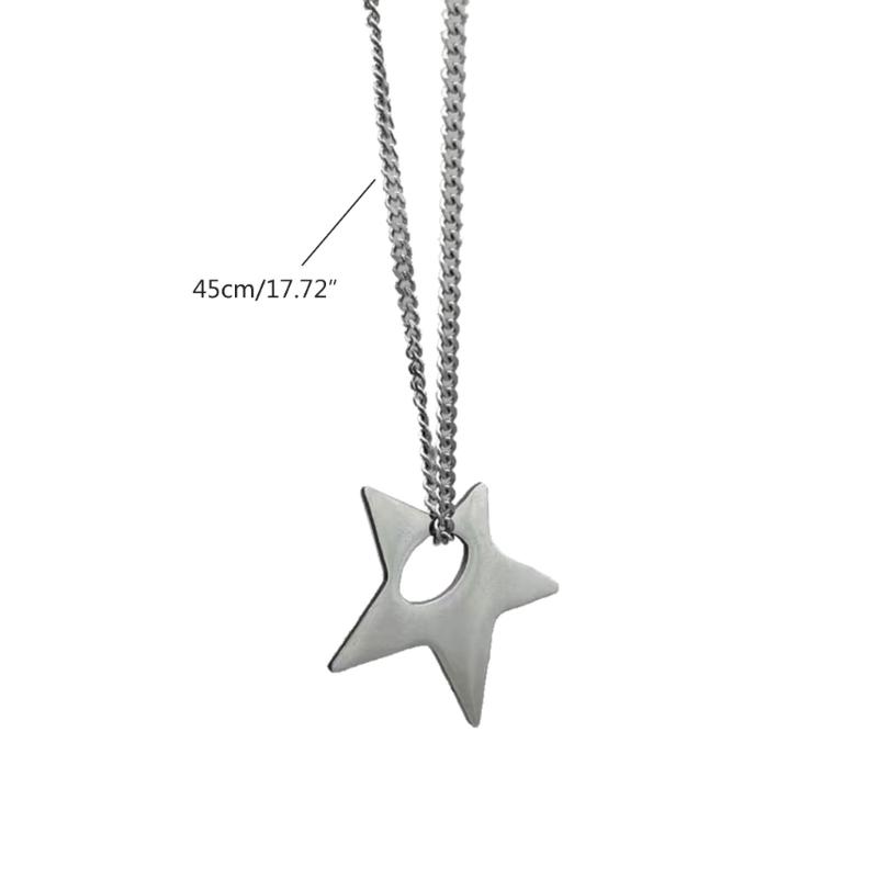 Fashion Simple Vintage Antique Silver Color Irregular Hollow Star Pendant Necklace Gift For Women Girlfriend Jewelry
