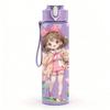 1PC Pink Dress Girl Bow Hair Decor Pattern 750ml Color Plastic Sports Water Bottle Leakproof Flip Straw Lid Suitable for Sports Office Home Use