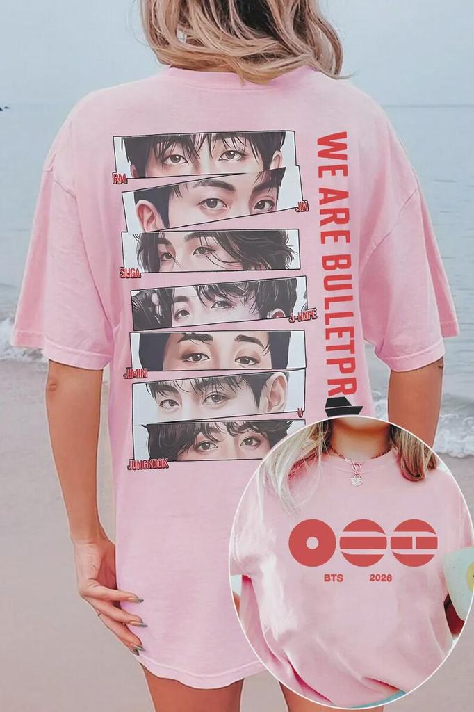 BTS We Are Bulletproof Tour 2026 Tričko RM Jin Suga Jhope Jimin Jungkook Oversized Y2k Krátký rukáv Harajuku Dámské oblečení