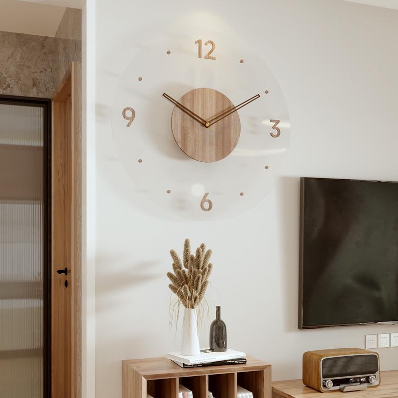 2022 Nordic Solid Wood Silent Quartz Wall Clock for Living Room