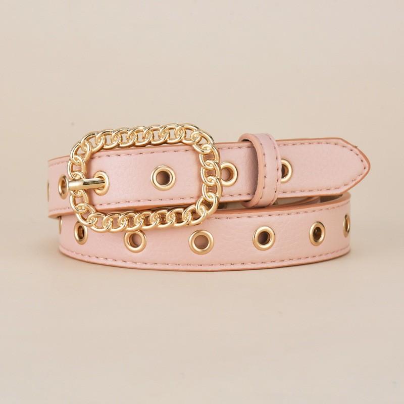 Womens Vintage Quality Gold Buckle Slim Waist Belt Fashionable And Versatile Accessory