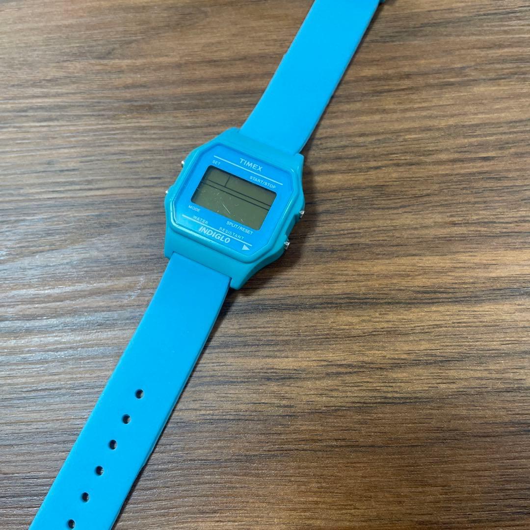 Used TIMEX Digital Watch Rubber Band Unisex Blue