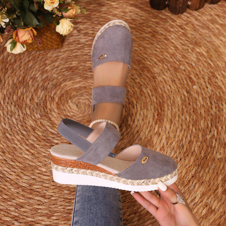 Plus Size Women's Wedge Sandals - 2024 Summer Collection, Wide Strap, Closed Toe, Versatile Design
