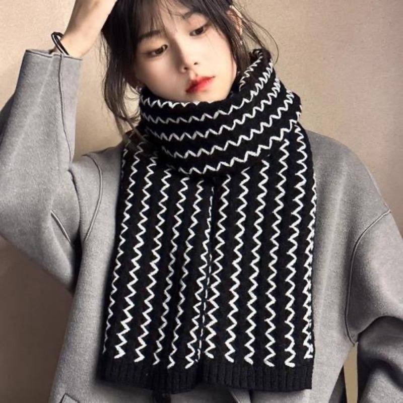 New Wool Knitted Scarf for Women in Winter Korean Fashion  Versatile Warm  Student Scarf  Skin Friendly and Soft