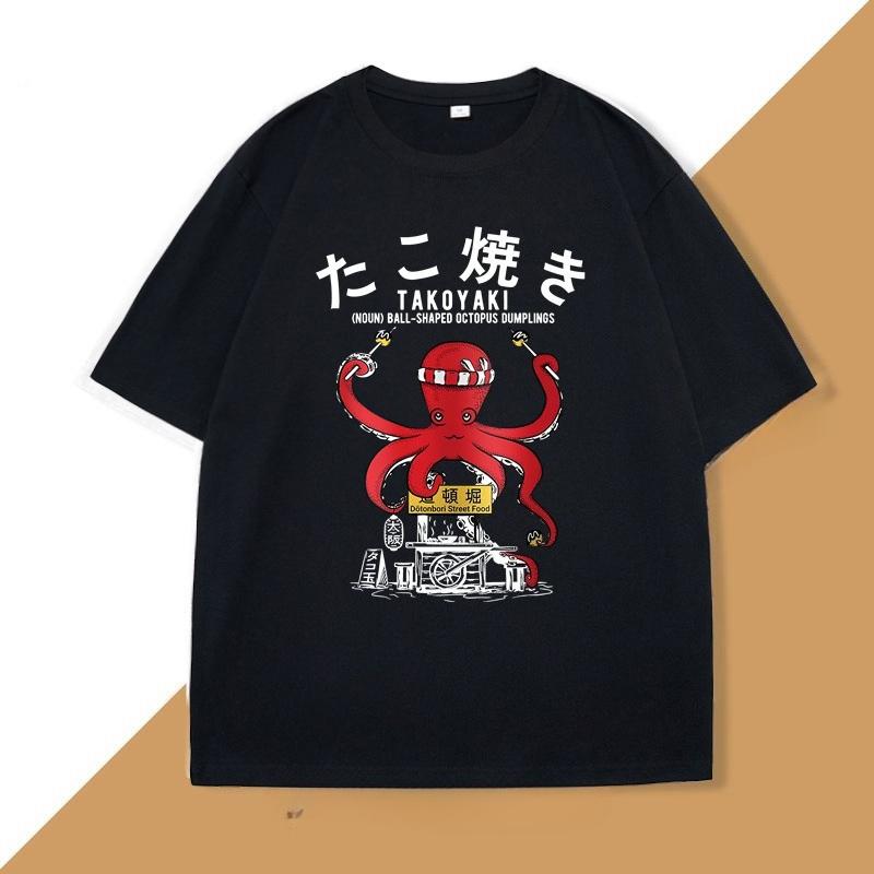 Japanese Takoyaki TShirt Octopus Balls Tshirt Street Food Lover Graphic T Shirts Anime Cotton Loose Top Oversized Clothes Top