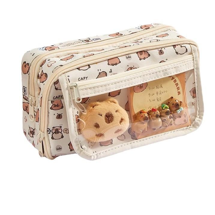 2025 new pencil case primary school students cartoon cute high value large capacity pencil case stationery bag