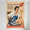 Vintage Schlitz Beer Ad Tin Sign Retro Mid-20th Century Aesthetic Pin-Up Art Metal Poster for Bar Pub Home Cafe Wall Decor