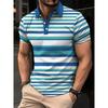 Men's Short-sleeved Lapel 3d Digital Printed Striped Shirt Polo Summer Men's Business Casual Addition Top