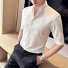 Men's Stylish Stand Collar Short Sleeve Shirt - Summer Cool, High-End, Seven-Point Sleeve