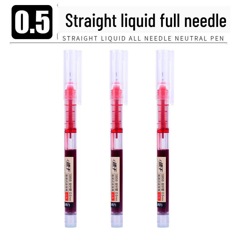 Deli S856 Quick-Dry 0.5 Black Rollerball Pen for Students - Full Needle Tube, Water-Based Ink