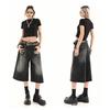 2026 Summer New Loose Vintage Washed Women's Cropped Wide-Leg Jeans