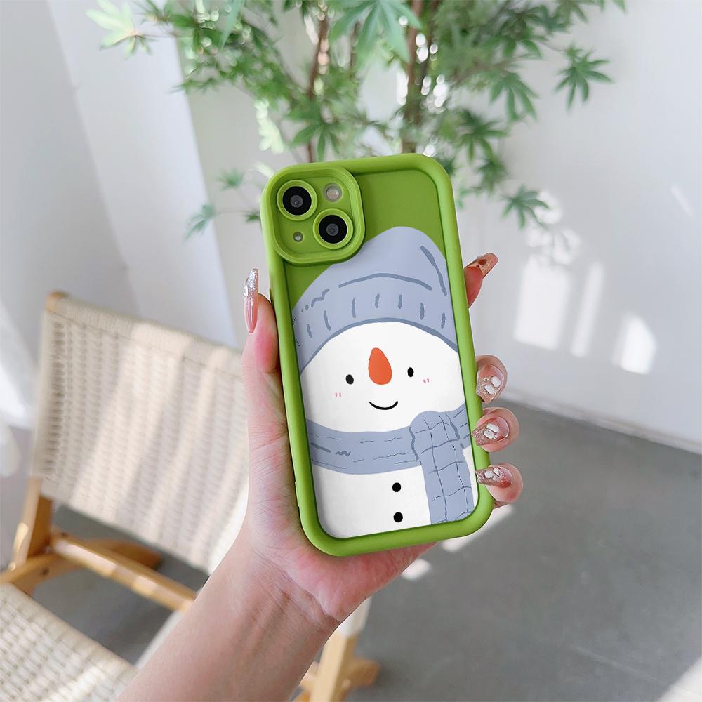 Cute Snowman Pattern Soft TPU Phone Case for iPhone 17 Air 16 15 14 Pro Max Plus 13 12 Mini 8 7 X Xs Back Cover