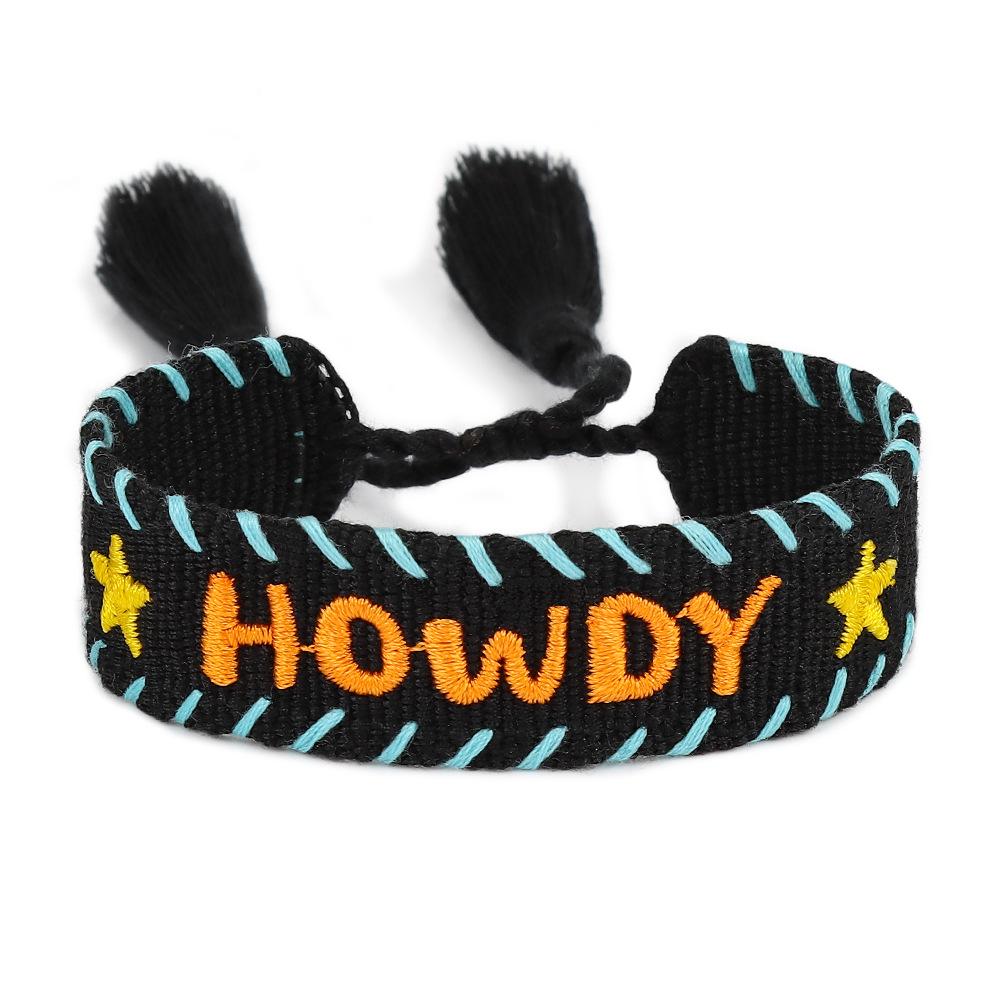 European-American Style Handwoven Lace Bracelet - Women's Fashion, Adjustable Letter Design