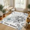 Celestial Cat Theme Soft Crystal Velvet Rug Custom Name & Text Print Non Slip Floor Rug for Bedroom Living Room