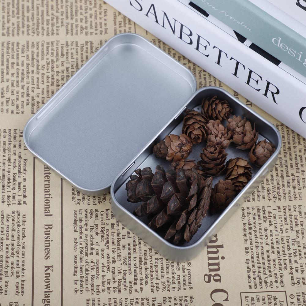 6Pcs Mini Metal Metal Storage Box Silver 9.5x6x2cm Tin Box Container Empty Tinplate Box Christmas Present