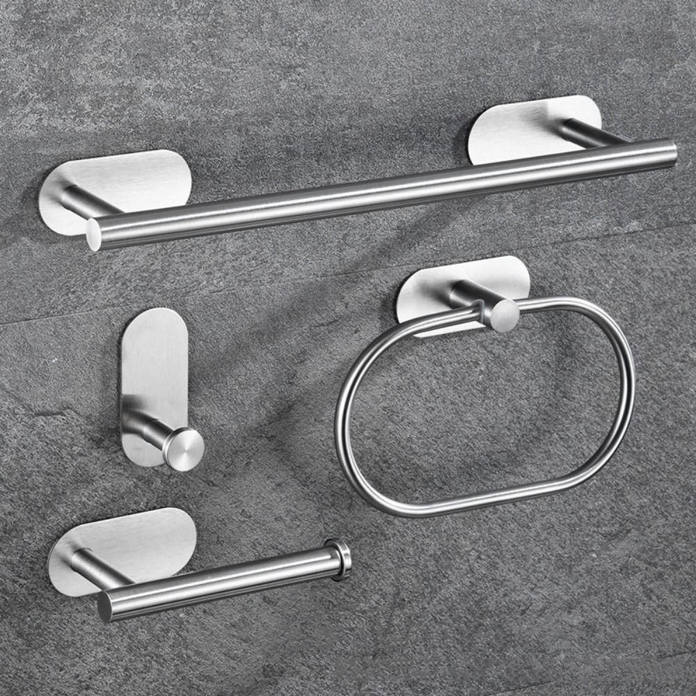

4/5Pcs Rustproof Bathroom Towels Rack Anticorrosion Roll Paper Stand Towel Bar Home Kitchen Silver-4Pcs