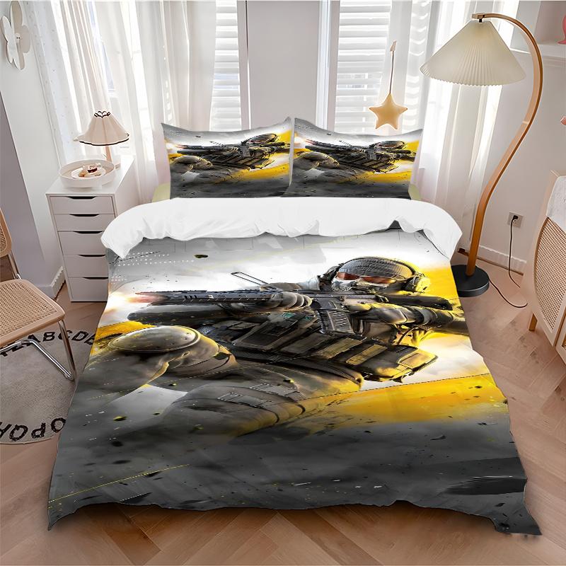 3pcs Target Neutralized: Tactical Soldier Gaming Bedding Set-Perfect for Bedroom, Guest Room, Living Room, Hotel Decor | Ideal Gift for Fans