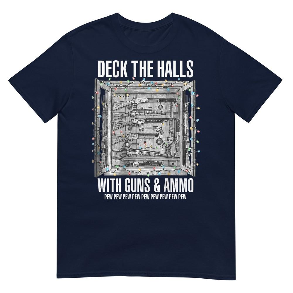 Deck The Halls With Guns Ammo (On Back) Tshirt S