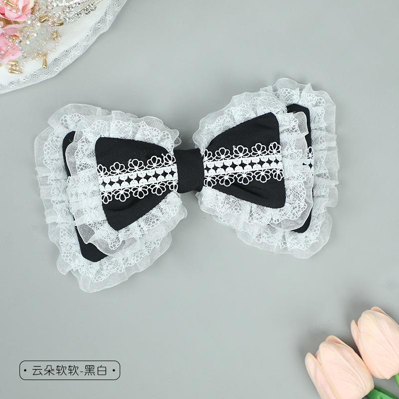 Handmade Cute Girl Hair Accessories Lolita Hairpin Soft Sister Headgear Olita Lace Bow Hairpin