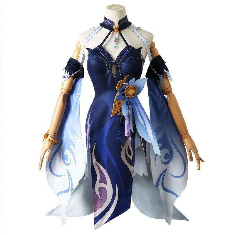 Genshin Impact Cosplay Costume Ningguang Cosplay Outfit Gauze Orchid Cosplay Clothing Anime