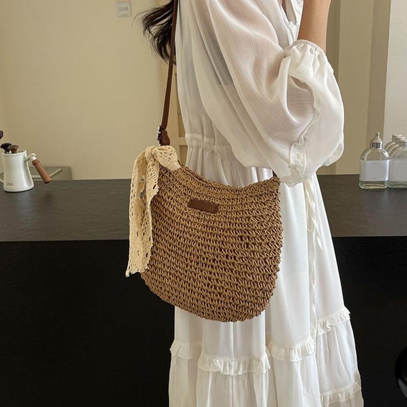 Yogodlns Ladies Fashion Summer Straw Crossbody Bag Women Beach Holiday Shopping Woven Shoulder Handbag Purses
